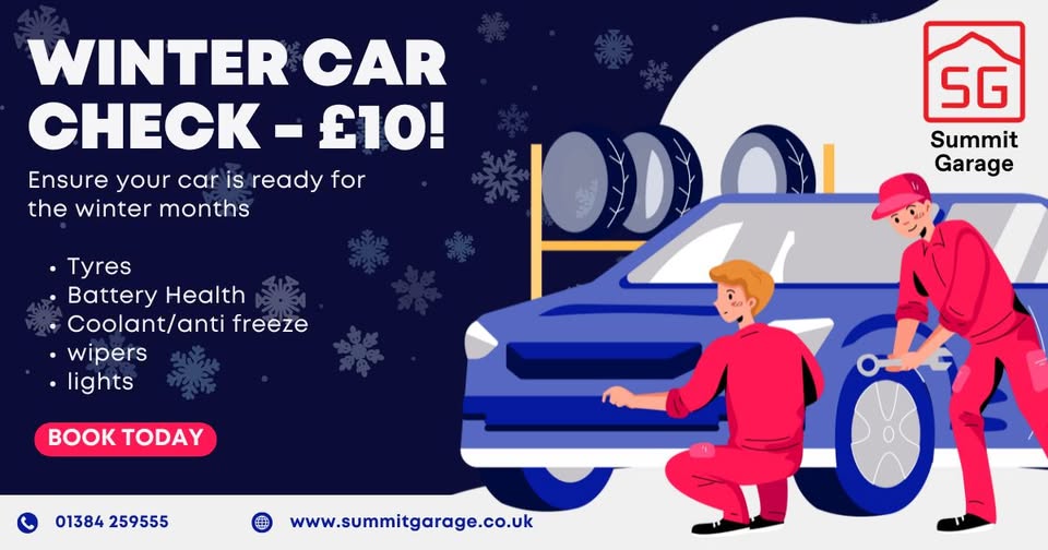 Winter Car Check Only £10 at Summit Garage Dudley