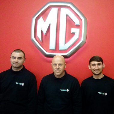 Matt Davenport (MG Technician), Lee Stott (MG Technician) & Dylan White (MG Apprentice)