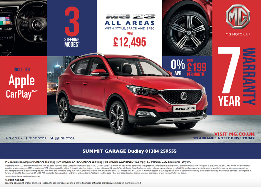 MG ZS Summit Garage Dudley 7 Year/ 80,000 miles Warranty 5 years 0% APR